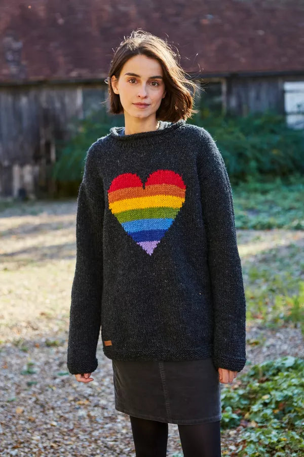 Pachamama Womens Rainbow sweater Charcoal Gun Hill Clothing Company