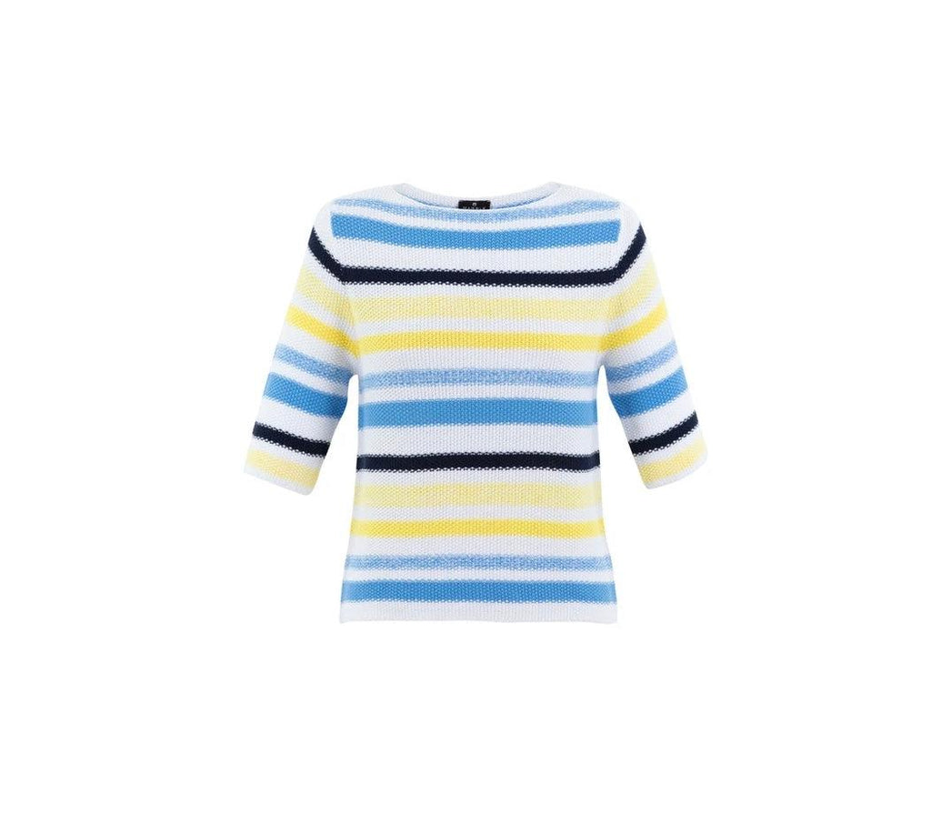 Marble 1 2 Sleeve Striped Jumper Yellow powder blue Gun Hill